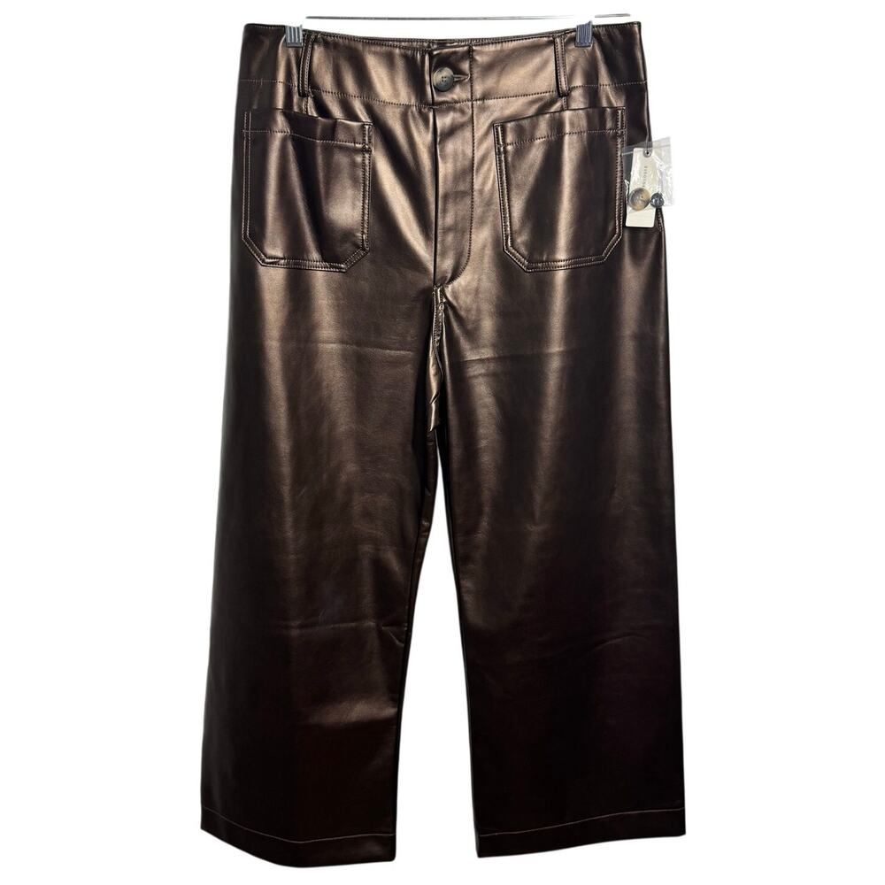 Anthropologie Maeve The Colette Wide Leg Crop Pant NWT Metallic Bronze 31 Office